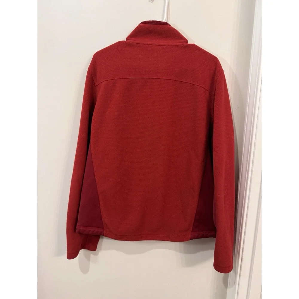 LL Bean Fleece Jacket Men's Large Red Full Zip‎ 3 Pockets Polartec